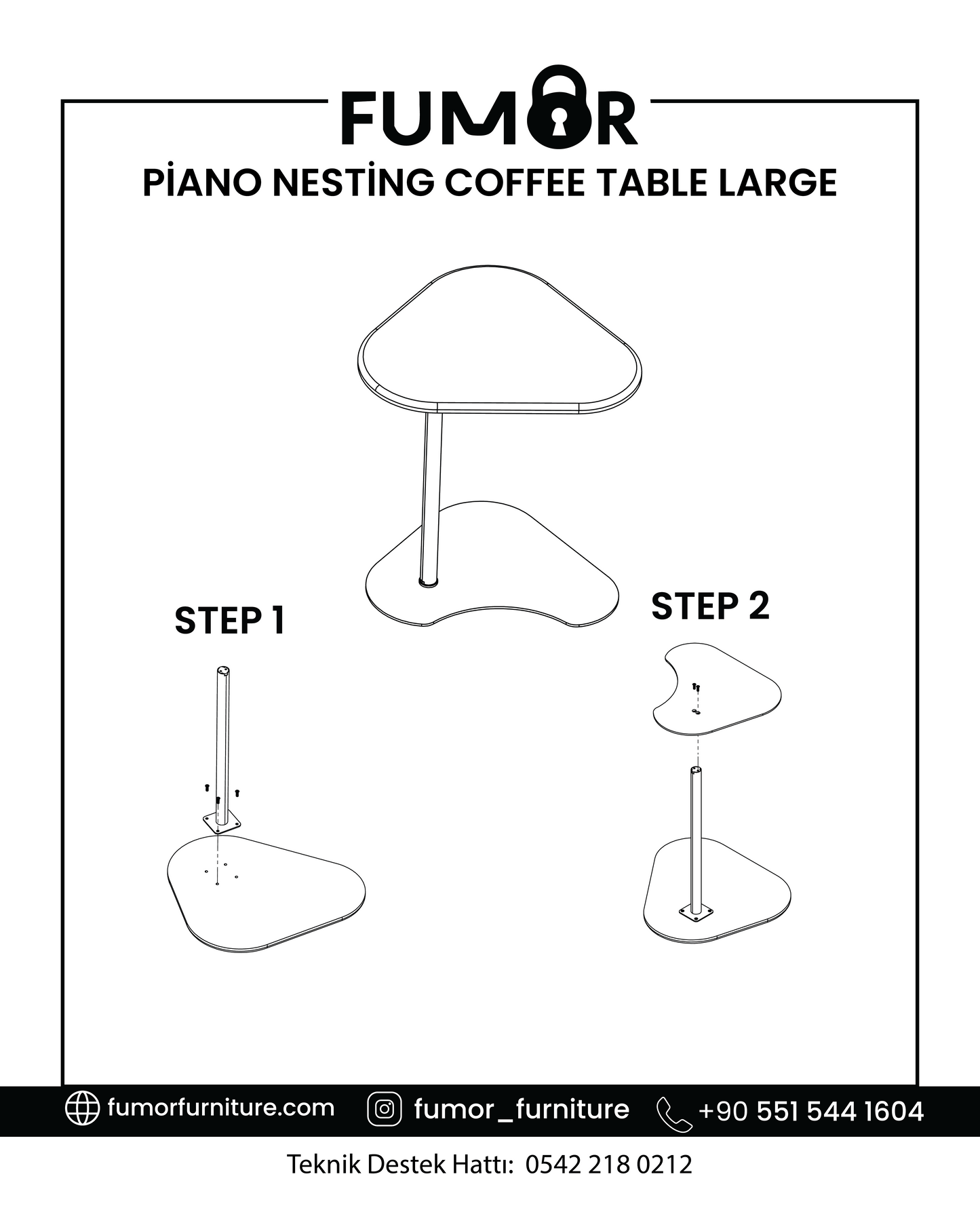 Piano 2'li Zigon Sehpa