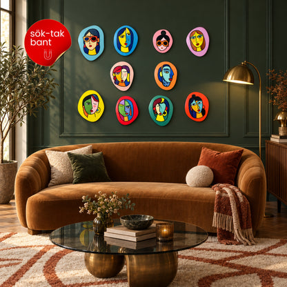 Kadın Portreleri 10'lu Dekoratif MDF Tablo Seti