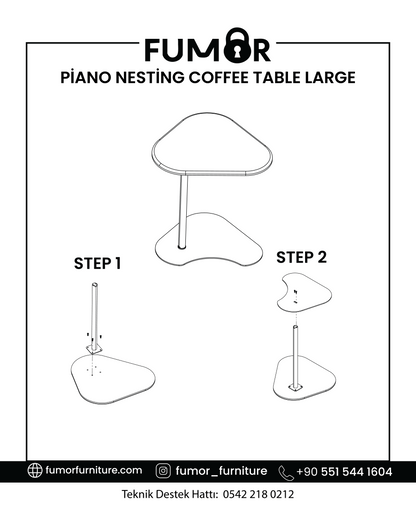 Piano 3'lü Zigon Sehpa