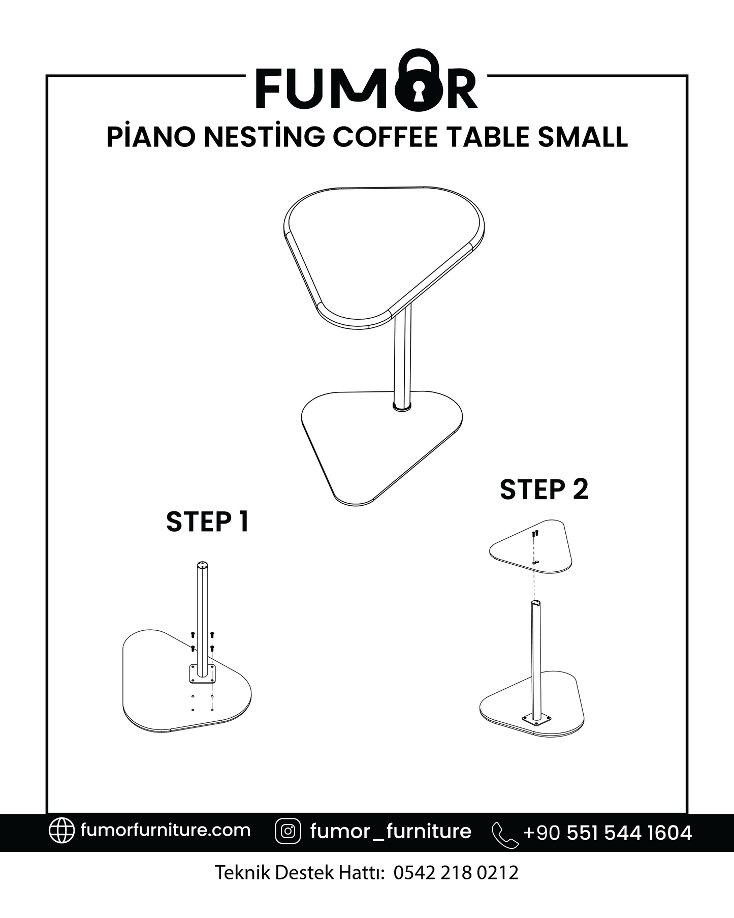 Piano 3'lü Zigon Sehpa