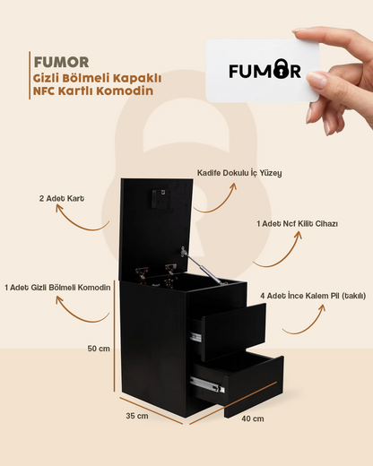 Fumor Gizli Bölmeli Kapaklı NFC Kartlı Komodin